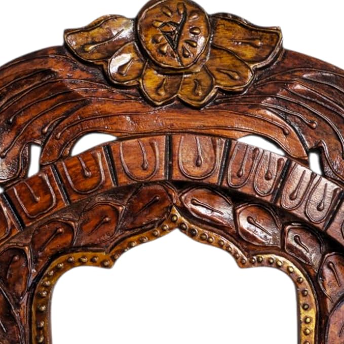 NAVKAR HANDICRAFT Wooden Jharokha Wall Hanging | 12x16 Inch Traditional Indian Window Frame | Handcrafted Antique Copper Finish Home Decor for Living Room, Entryway, Temple Wall Brand: NAVKAR HANDICRAFT - Image 4