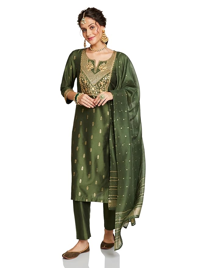 GRECIILOOKS Co ord set for women stylish | Anarkali Kurta-Set – Viscose Rayon Printed Kurta & Straight Pant | kurtis| Festive Indian Traditional Outfit Dress for Functions & Puja | Trendy Travel & Streetwear Look for Women | 3/4 Half Sleeve - Image 2